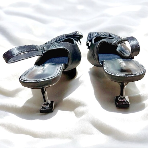 Size 9………Black Satin Rhinestone Bow Buckle Heels.  PUBLIC DESIRE - Picture 8 of 8